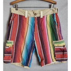 The Territory Ahead Bright Striped Cargo Shorts Adult Size 32